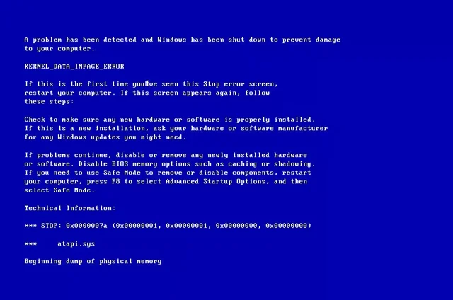 Kako odpraviti napako vstavljanja podatkov jedra v sistemu Windows