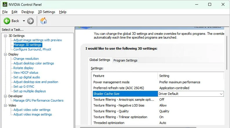 Sådan rydder du NVIDIA Shader-cache på Windows