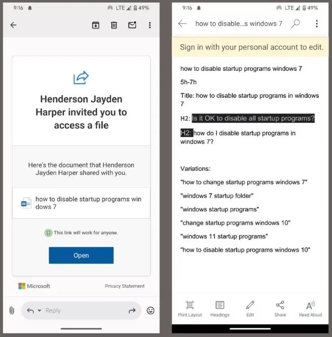 Kako odpreti skupne datoteke v sistemu Android brez Microsoftovega računa