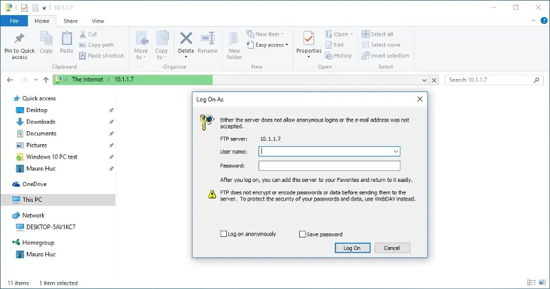 Pokyny pro nastavení a správu FTP serveru ve Windows 10