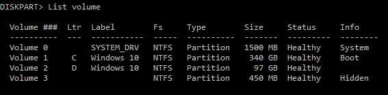Takole izbrišete obnovitveno particijo in 450 MB obnovitveno particijo v sistemu Windows 10