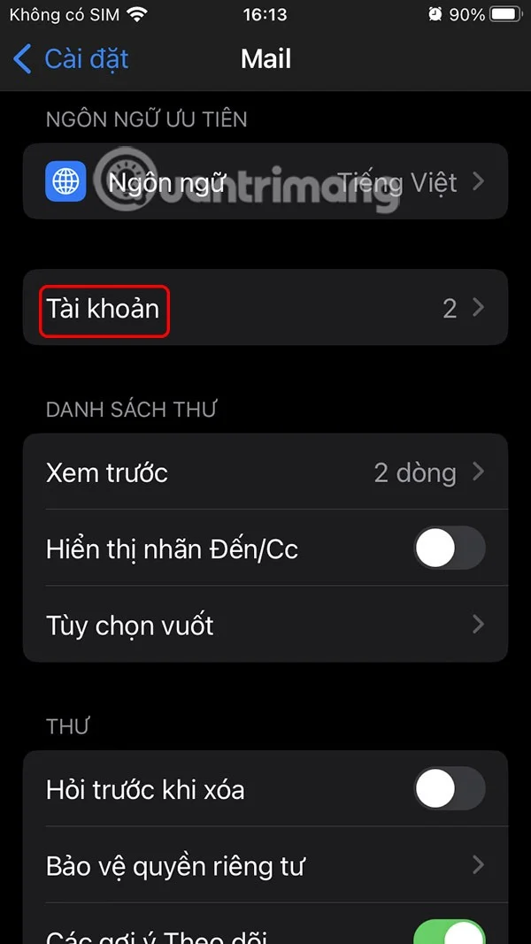 Οδηγίες για αποσύνδεση από το Mail στο iPhone