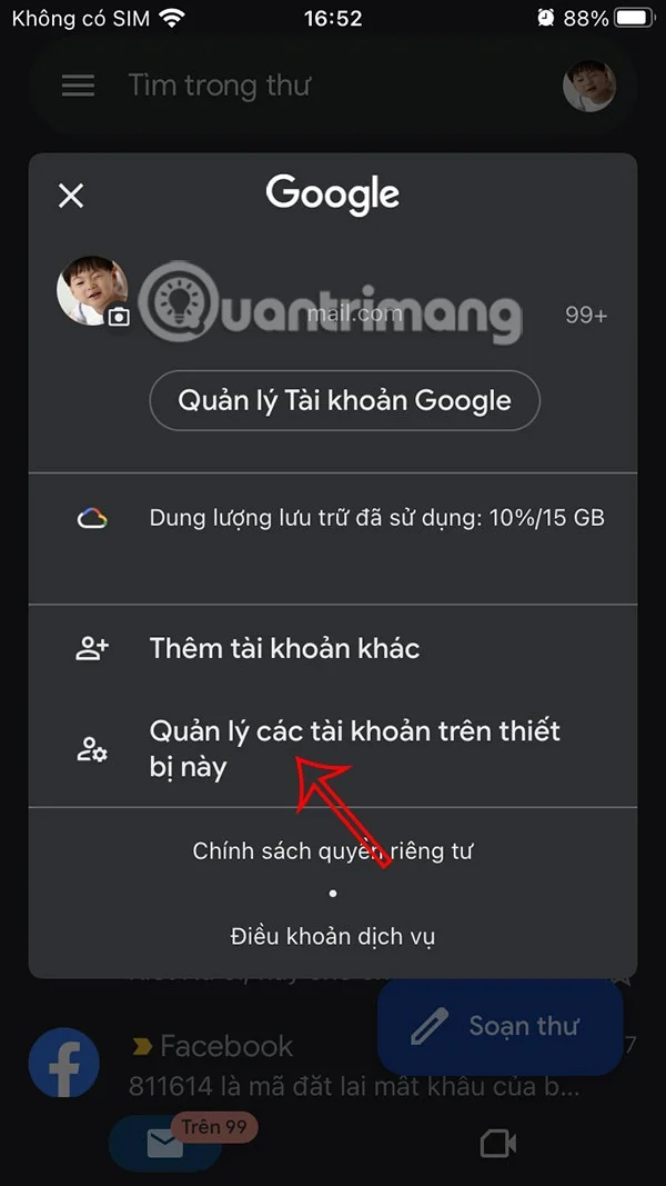 Οδηγίες για αποσύνδεση από το Mail στο iPhone