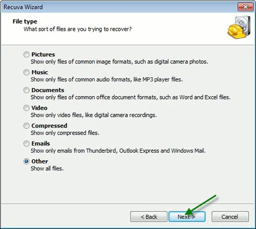 Obnovite izbrisane podatke s programom Recuva Portable v sistemu Windows 7