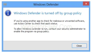 Windows Defender bloqueado pola política de grupo