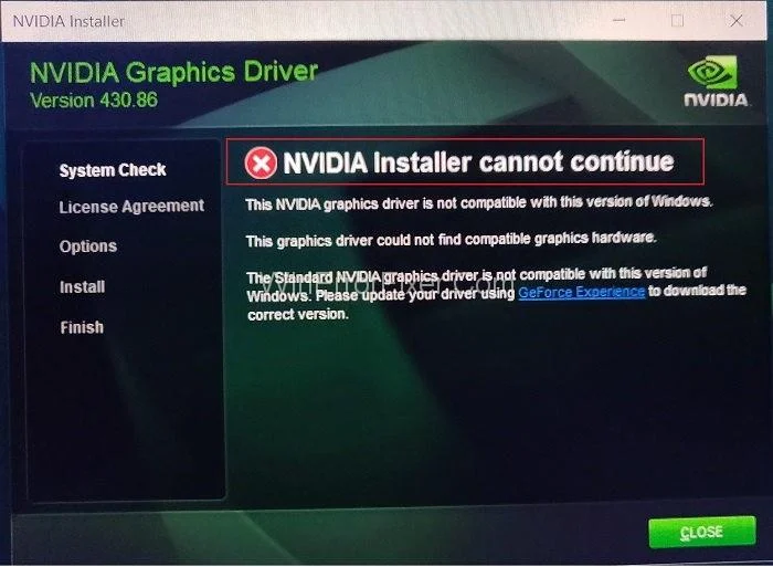 Instaluesi NVIDIA nuk mund të vazhdojë gabimin {Zgjigjur}