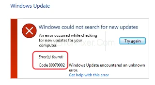Помилка Windows Update 0X80070002 {вирішено}