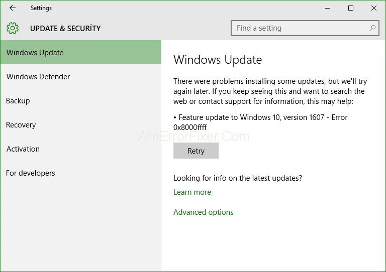 Код помилки 0x8000ffff у Windows 10 {вирішено}