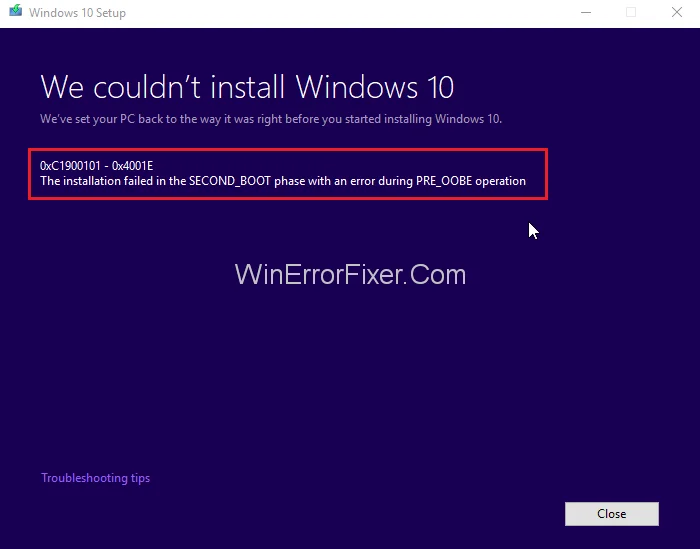 0xc1900101 Naujinant arba diegiant Windows 10