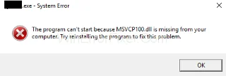 MSVCP100.dll відсутній у Windows 10 {вирішено}