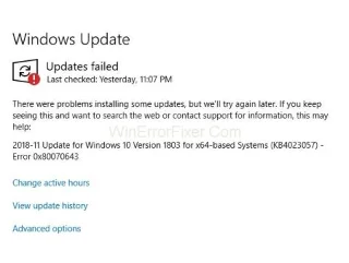 Windows Update hibakód: 0x80070643 {Megoldva}