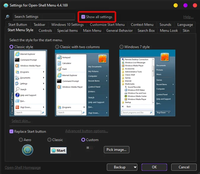 Πώς να αποκτήσετε το Classic Shell στα Windows 11 μέσω Open Shell