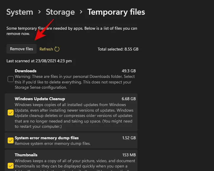 Kako počistiti prostor v sistemu Windows 11
