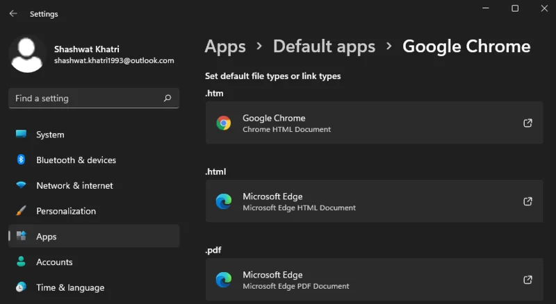 Google Chrome'i määramine Windows 11 vaikebrauseriks