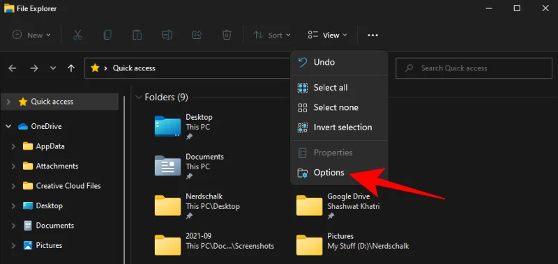 Alternativer i Windows Utforsker