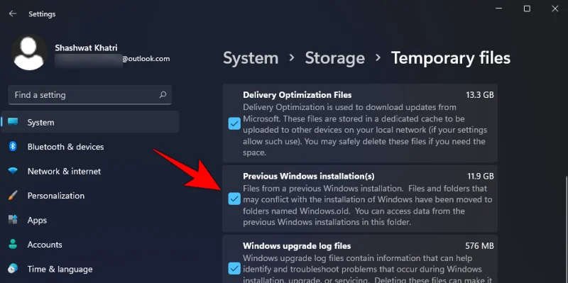Kako odstraniti prejšnje namestitvene datoteke sistema Windows v sistemu Windows 11