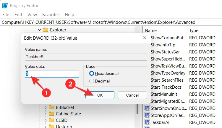 Kako narediti opravilno vrstico manjšo ali večjo v sistemu Windows 11