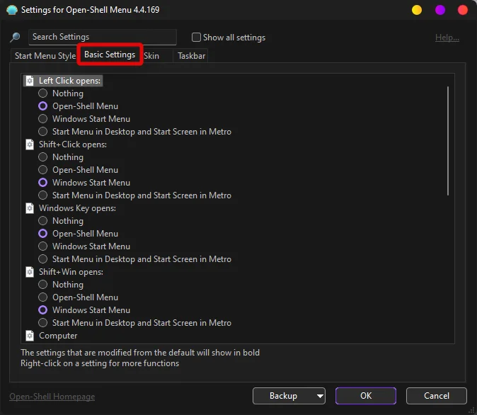 Πώς να αποκτήσετε το Classic Shell στα Windows 11 μέσω Open Shell