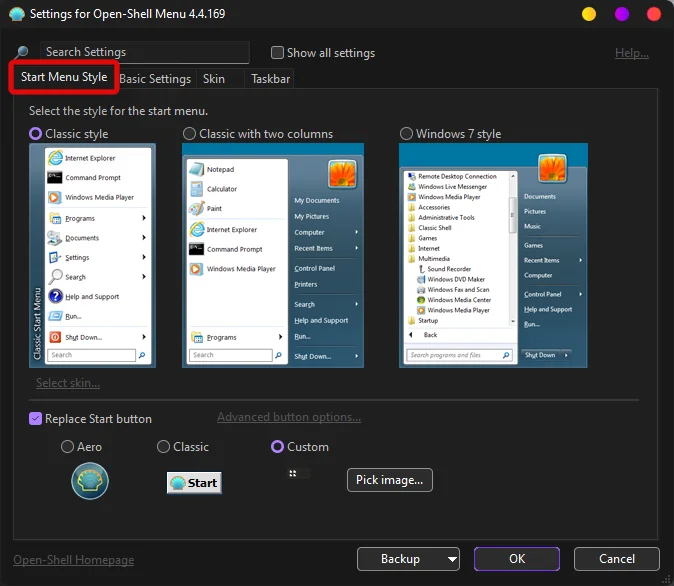 Πώς να αποκτήσετε το Classic Shell στα Windows 11 μέσω Open Shell