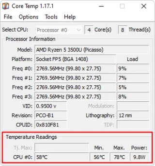 Prosessorin lämpötilan tarkistaminen ja näyttäminen Windows 11:ssä
