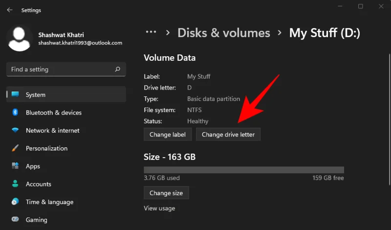 Kako spremeniti črko pogona v sistemu Windows 11