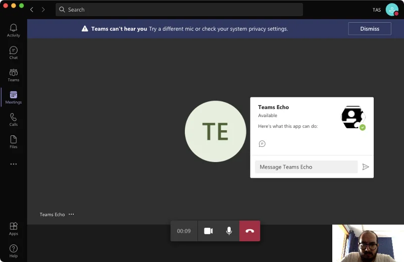 Kameran testaaminen Microsoft Teamsissa