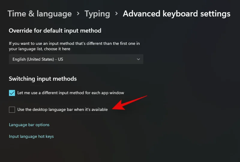Kako odstraniti preklopnik jezikov iz opravilne vrstice v sistemu Windows 11