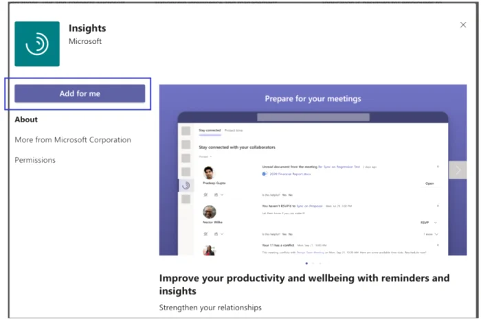 Kaj je refleksija v Viva Insights v Microsoft Teams?