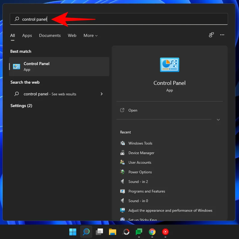 Jak otevřít ovládací panel v systému Windows 11