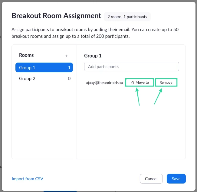 Kako postaviti ljudi v sobe s sejo v Zoomu