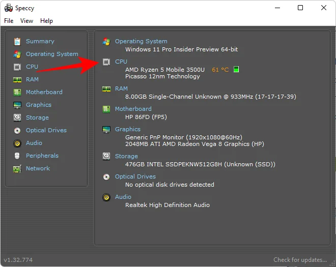 Prosessorin lämpötilan tarkistaminen ja näyttäminen Windows 11:ssä