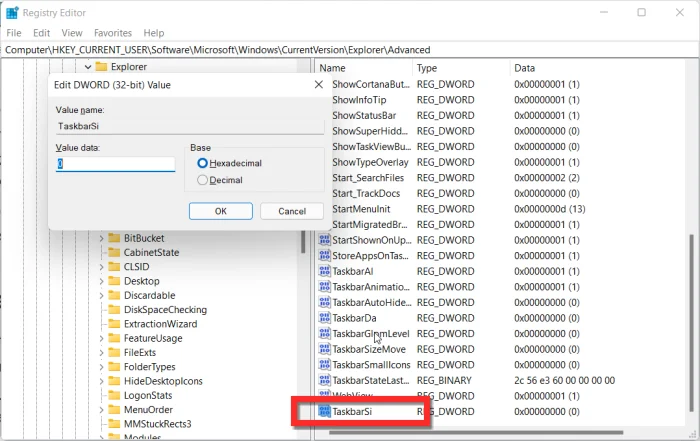 Kako narediti opravilno vrstico manjšo ali večjo v sistemu Windows 11