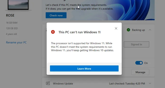 Hur man kringgår Windows 11 PC Health Check-fel