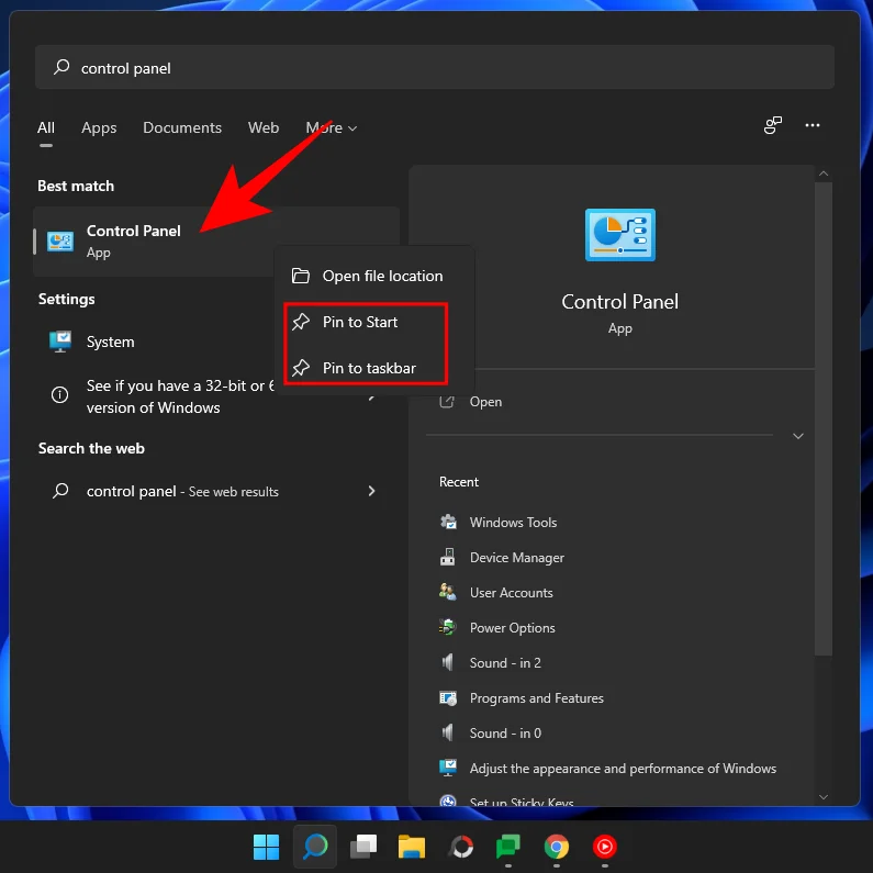 Jak otevřít ovládací panel v systému Windows 11