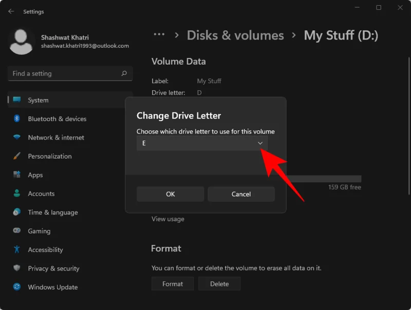 Kako spremeniti črko pogona v sistemu Windows 11