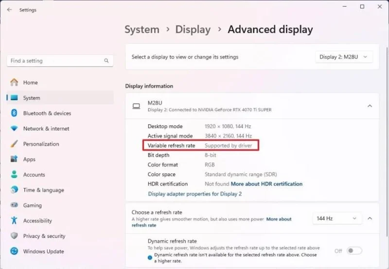 Як увімкнути змінну частоту оновлення (VRR) для ігор у Windows 11