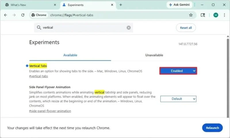 Slik (tvinger du) aktivering av vertikale faner i Chrome for Windows 11