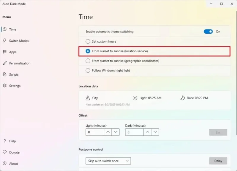 Kaip automatiškai perjungti šviesų ir tamsų režimus sistemoje „Windows 11“