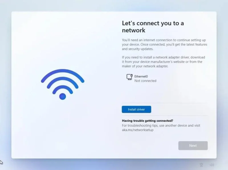 Kaip apeiti interneto ryšį diegiant „Windows 11“