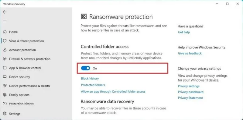 Kaip įjungti apsaugą nuo išpirkos reikalaujančių programų sistemoje „Windows 11“