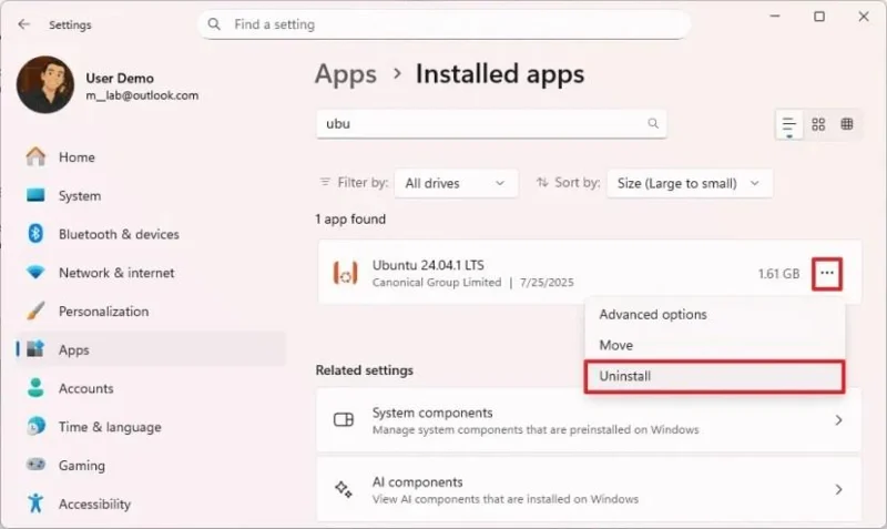 Як видалити WSL у Windows 11