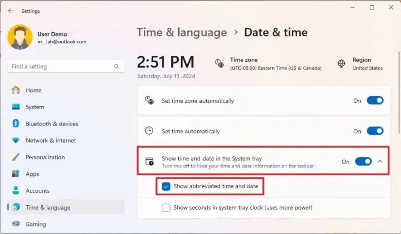 Kaip užduočių juostoje „Windows 11“ sistemoje rodyti trumpesnį laiką ir datą
