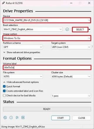 Як створити Windows To Go за допомогою Rufus для запуску Windows 11 з USB-накопичувача