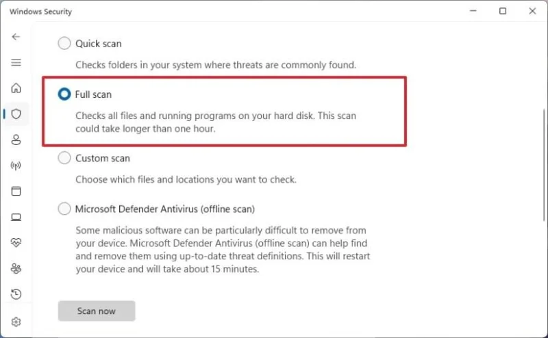 Kaip paleisti išsamų „Microsoft Defender“ virusų nuskaitymą sistemoje „Windows 11“