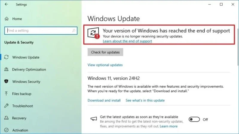 Підтримка Windows 10 завершена, але LTSC 2021 та IoT LTSC 2021 все ще підтримуються.