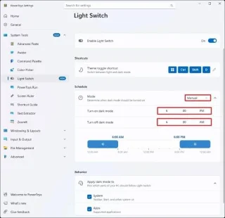 Як автоматично перемикати світлий і темний режими за допомогою PowerToys у Windows 11