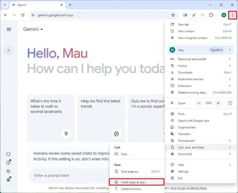 Як встановити Google Gemini як додаток на Windows 11, 10