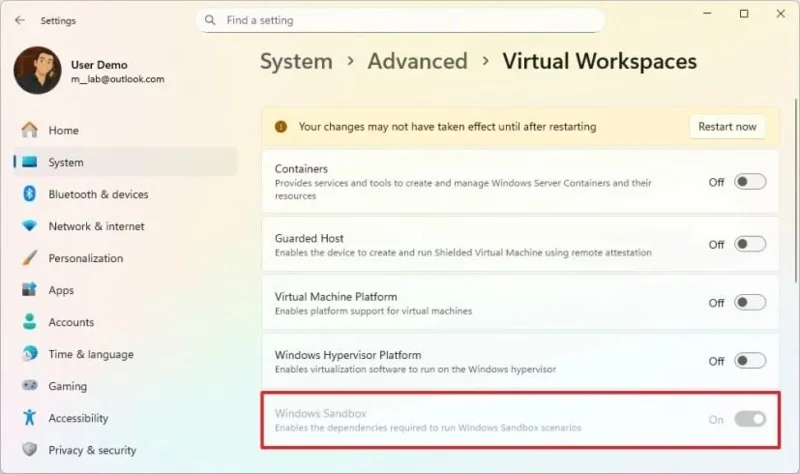 Kaip įjungti „Windows Sandbox“ sistemoje „Windows 11“, 10