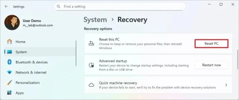 Kaip atkurti „Windows 11“ gamyklinius nustatymus, pašalinant viską