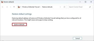 Како ресетовати подешавања заштитног зида Defender на оперативном систему Windows 11